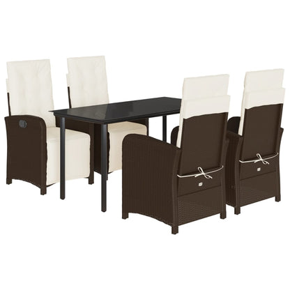 vidaXL Ensemble repas de jardin 5 pcs avec coussins résine tressée marron
