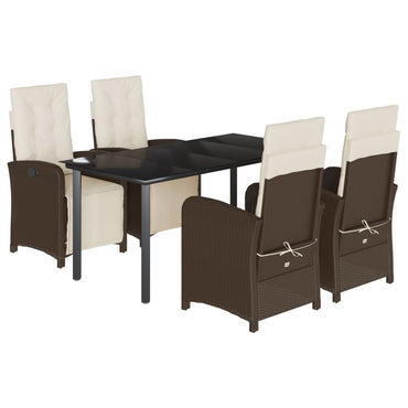 vidaXL Ensemble repas de jardin 5 pcs avec coussins résine tressée marron