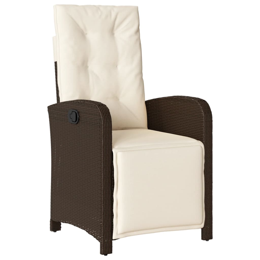 vidaXL 5-tlg. Garten-Essgruppe mit Kissen Braun Poly Rattan