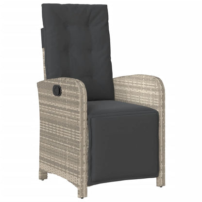 vidaXL 5-tlg. Garten-Essgruppe mit Kissen Hellgrau Poly Rattan