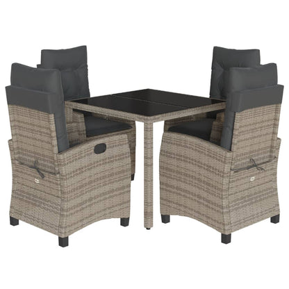 vidaXL Salon de jardin 5 pcs avec coussins Résine tressée Gris
