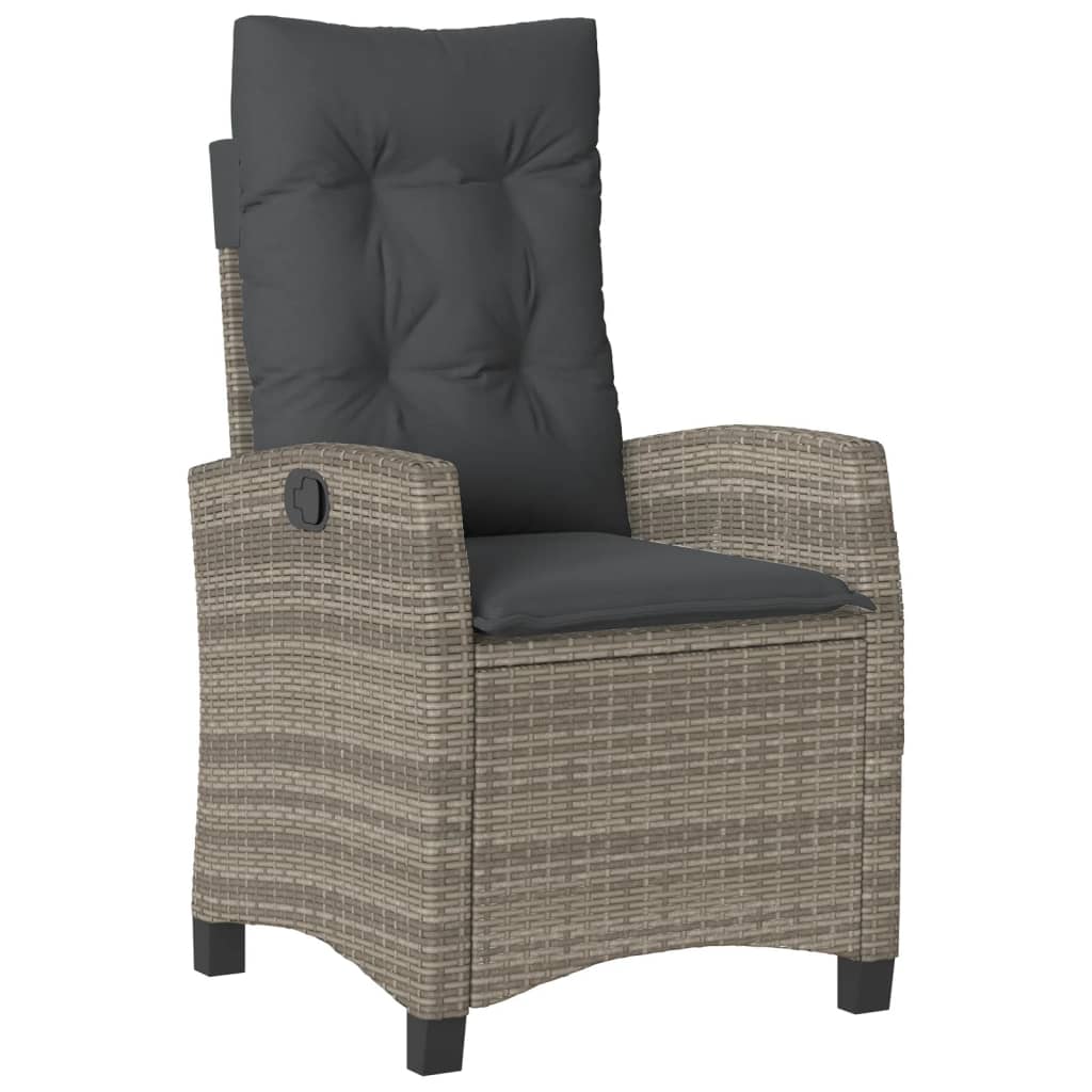 vidaXL Salon de jardin 5 pcs avec coussins Résine tressée Gris
