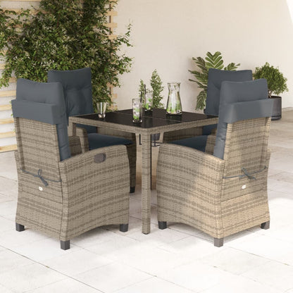 vidaXL Salon de jardin 5 pcs avec coussins Résine tressée Gris