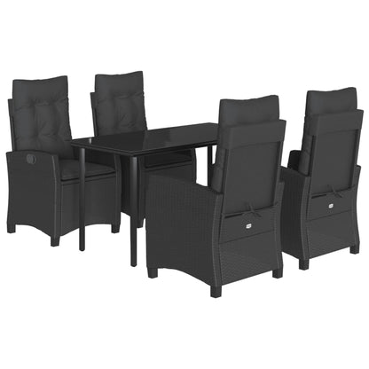 vidaXL 5-tlg. Garten-Essgruppe mit Kissen Schwarz Poly Rattan