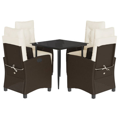 vidaXL Ensemble repas de jardin 5 pcs avec coussins résine tressée marron