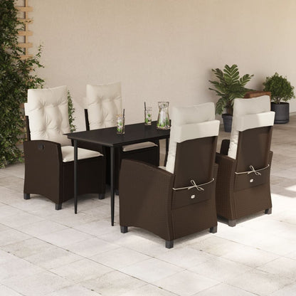 vidaXL Ensemble repas de jardin 5 pcs avec coussins résine tressée marron