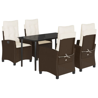 vidaXL Ensemble repas de jardin 5 pcs avec coussins résine tressée marron