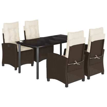 vidaXL Ensemble repas de jardin 5 pcs avec coussins résine tressée marron