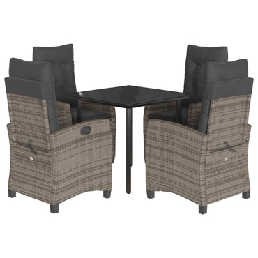 vidaXL 5-tlg. Garten-Essgruppe mit Kissen Grau Poly Rattan
