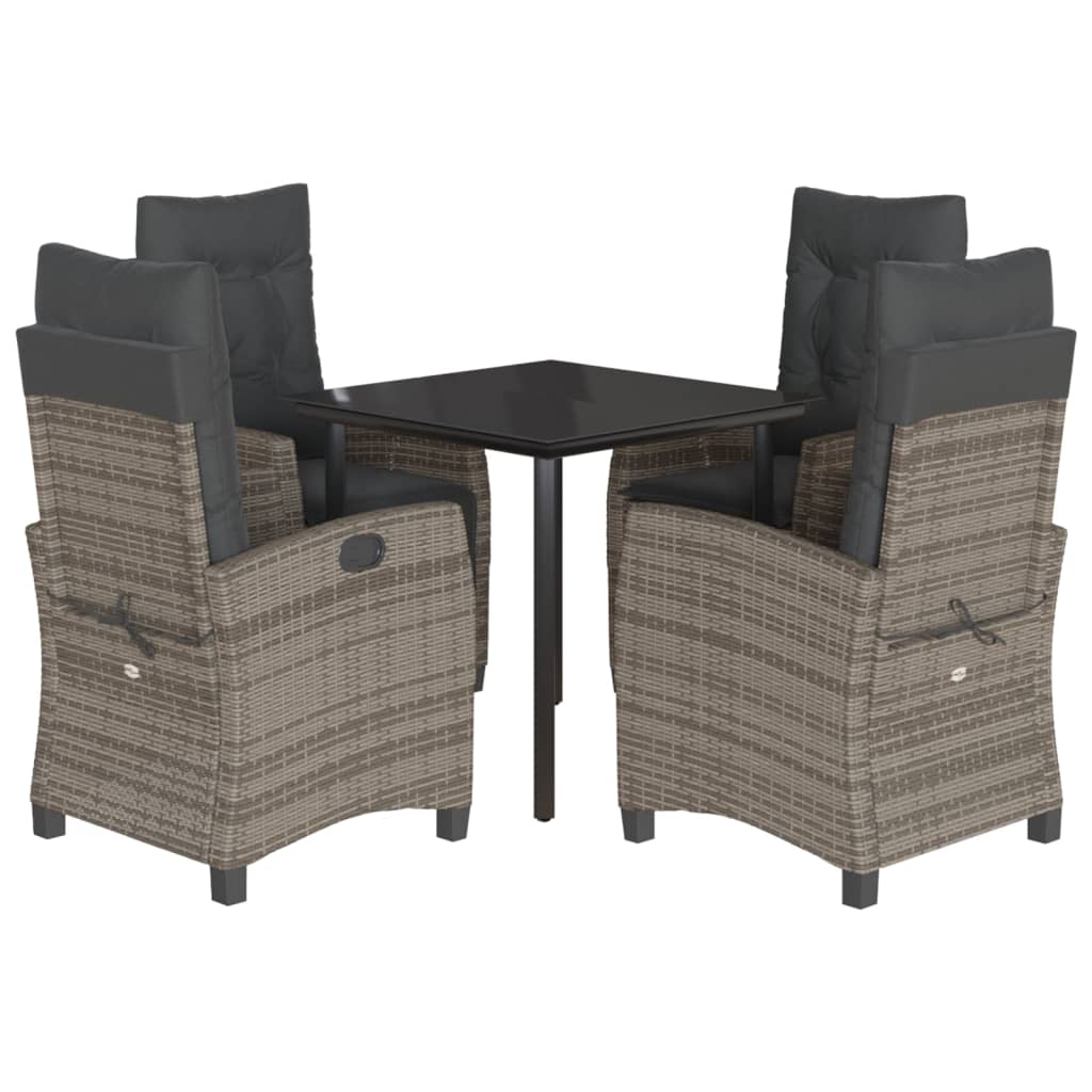 vidaXL Salon de jardin 5 pcs avec coussins Résine tressée Gris