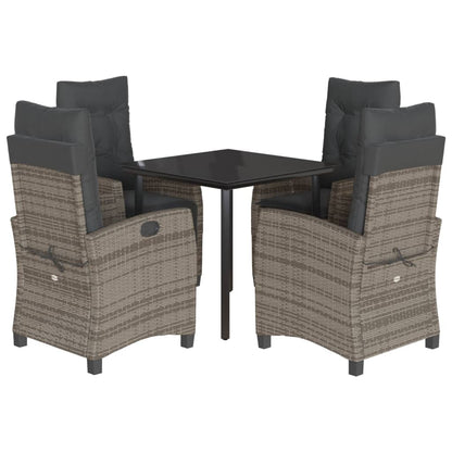 vidaXL Salon de jardin 5 pcs avec coussins Résine tressée Gris