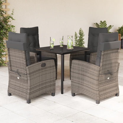 vidaXL Salon de jardin 5 pcs avec coussins Résine tressée Gris