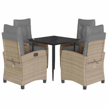 vidaXL 5-tlg. Garten-Essgruppe mit Kissen Beigemischung Poly Rattan