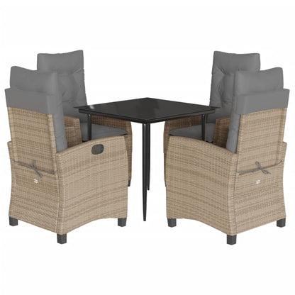 vidaXL 5-tlg. Garten-Essgruppe mit Kissen Beigemischung Poly Rattan