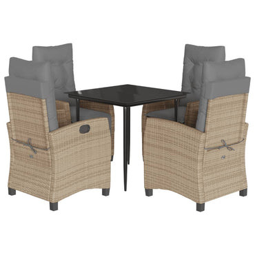 vidaXL 5-tlg. Garten-Essgruppe mit Kissen Beigemischung Poly Rattan