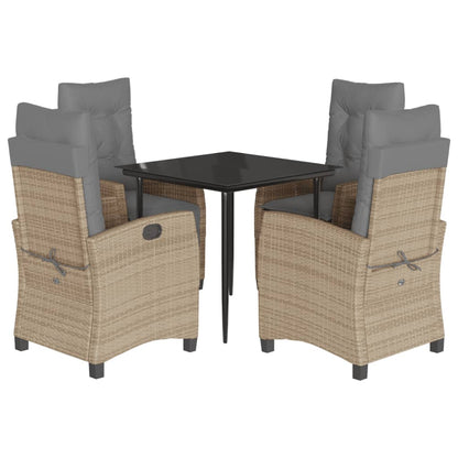 vidaXL 5-tlg. Garten-Essgruppe mit Kissen Beigemischung Poly Rattan