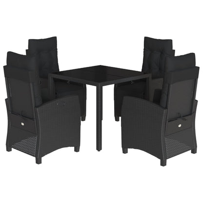 vidaXL 5-tlg. Garten-Essgruppe mit Kissen Schwarz Poly Rattan