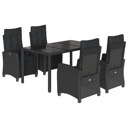 vidaXL 5-tlg. Garten-Essgruppe mit Kissen Schwarz Poly Rattan