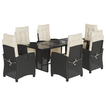 vidaXL Ensemble de salle à manger de jardin 7 pièces avec coussins en résine tressée noire