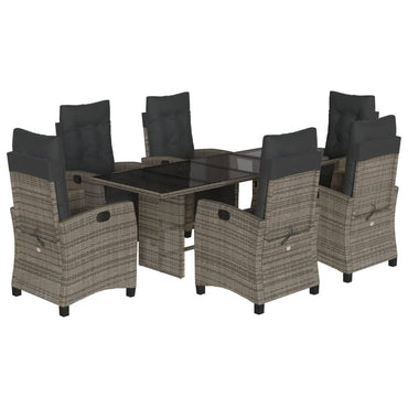 vidaXL Salon de jardin à dîner 7 pcs avec coussins Gris Résine tressée
