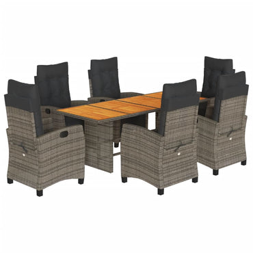 vidaXL Salle à manger de jardin 9 pcs avec coussins Résine tressée Gris