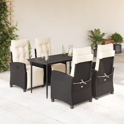 vidaXL 5-tlg. Garten-Essgruppe mit Kissen Schwarz Poly Rattan