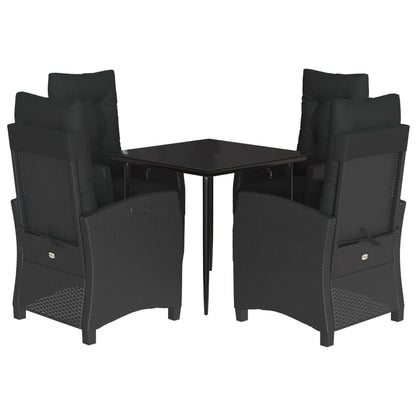 vidaXL 5-tlg. Garten-Essgruppe mit Kissen Schwarz Poly Rattan