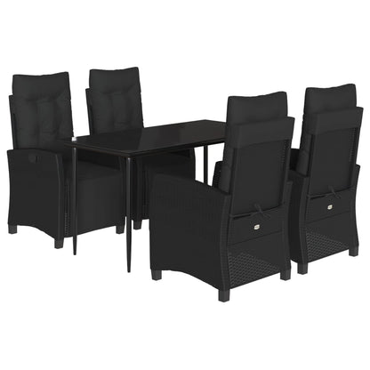vidaXL 5-tlg. Garten-Essgruppe mit Kissen Schwarz Poly Rattan