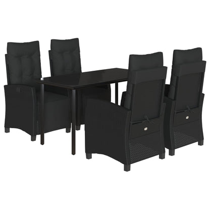vidaXL 5-tlg. Garten-Essgruppe mit Kissen Schwarz Poly Rattan