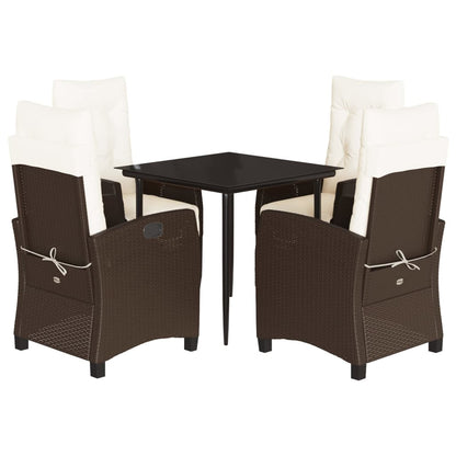 vidaXL Ensemble repas de jardin 5 pcs avec coussins résine tressée marron