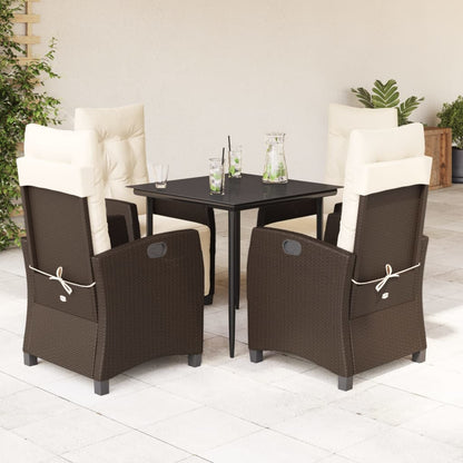 vidaXL Ensemble repas de jardin 5 pcs avec coussins résine tressée marron