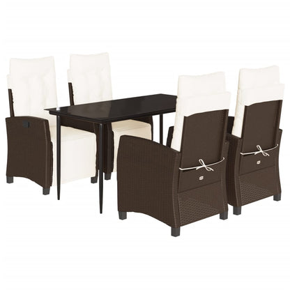 vidaXL Ensemble repas de jardin 5 pcs avec coussins résine tressée marron