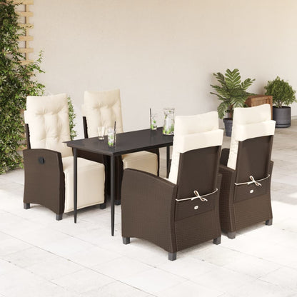 vidaXL Ensemble repas de jardin 5 pcs avec coussins résine tressée marron