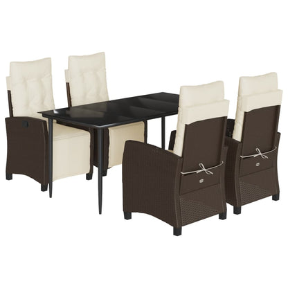 vidaXL Ensemble repas de jardin 5 pcs avec coussins résine tressée marron