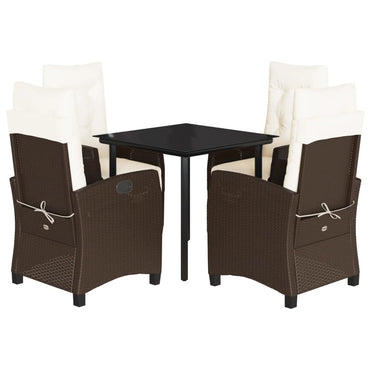 vidaXL 5-tlg. Garten-Essgruppe mit Kissen Braun Poly Rattan