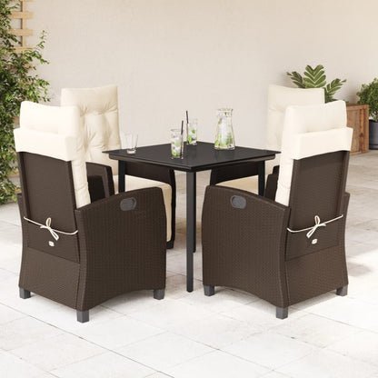vidaXL Ensemble repas de jardin 5 pcs avec coussins résine tressée marron