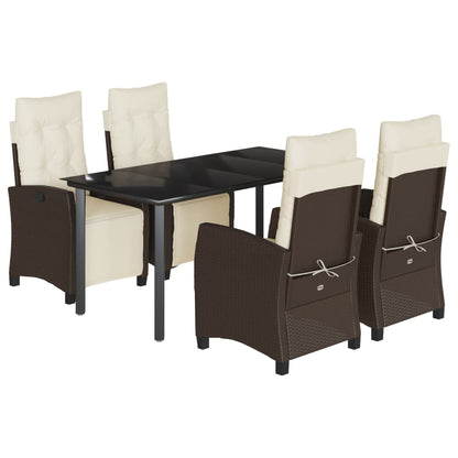 vidaXL Ensemble repas de jardin 5 pcs avec coussins résine tressée marron