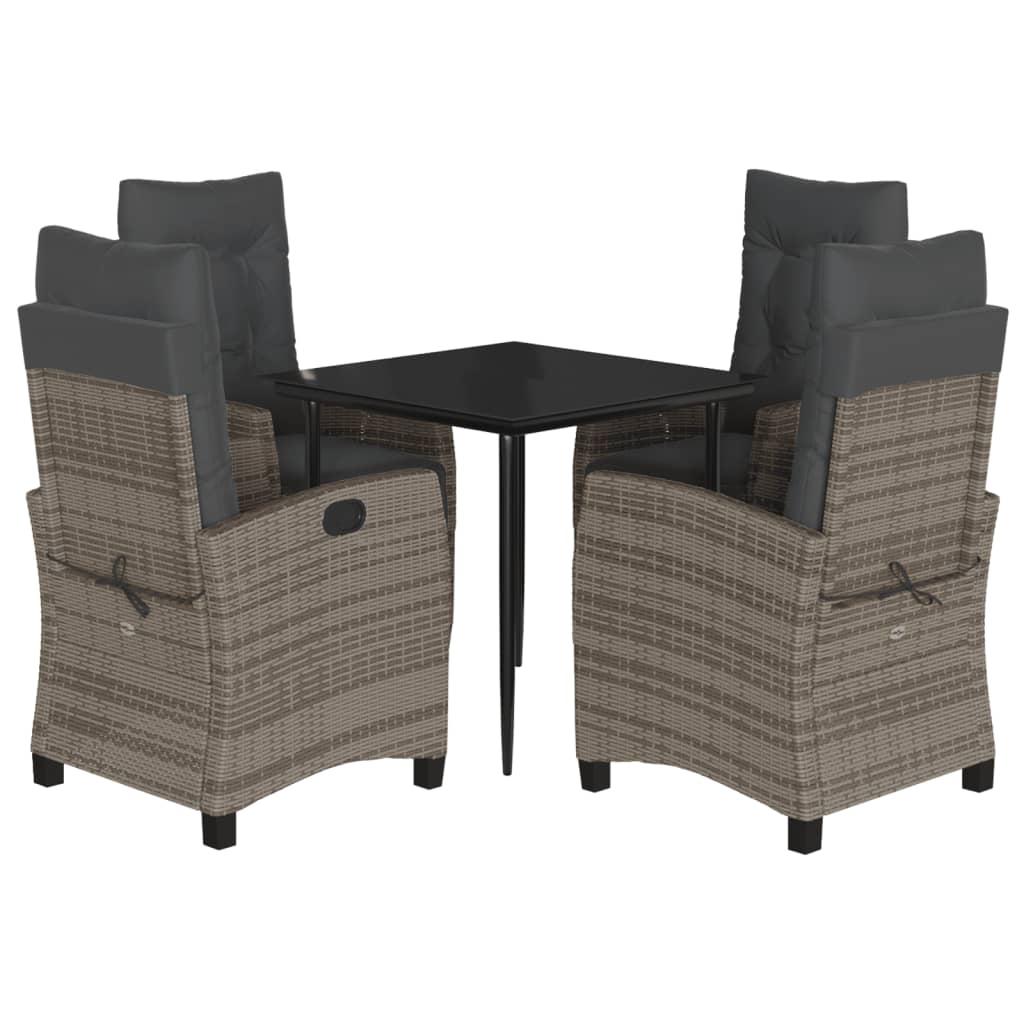 vidaXL Salon de jardin 5 pcs avec coussins Résine tressée Gris