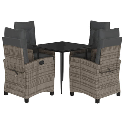 vidaXL Salon de jardin 5 pcs avec coussins Résine tressée Gris