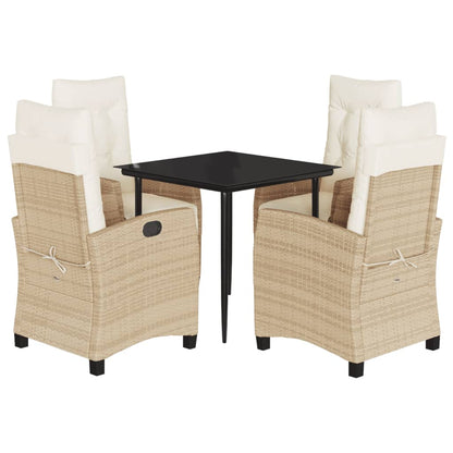 vidaXL Ensemble repas de jardin 5 pcs avec coussins Résine tressée Beige