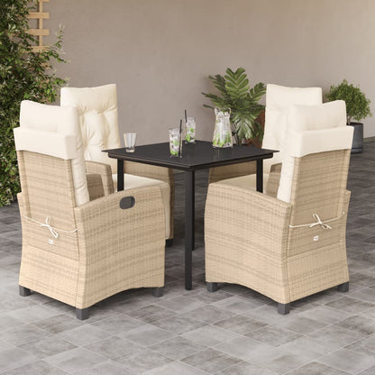 vidaXL Ensemble repas de jardin 5 pcs avec coussins Résine tressée Beige