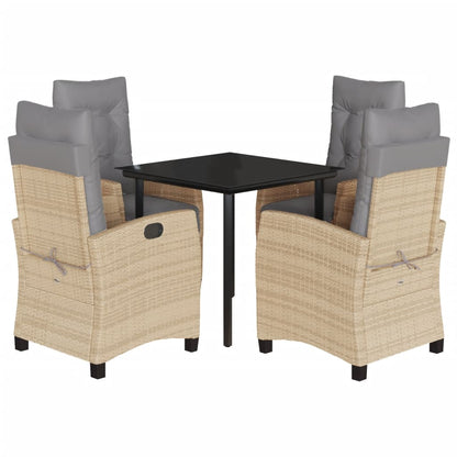 vidaXL Salon de jardin 5 pcs avec coussins mélange beige résine tressée