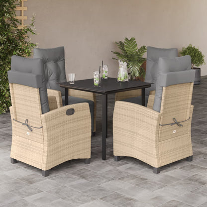 vidaXL Salon de jardin 5 pcs avec coussins mélange beige résine tressée