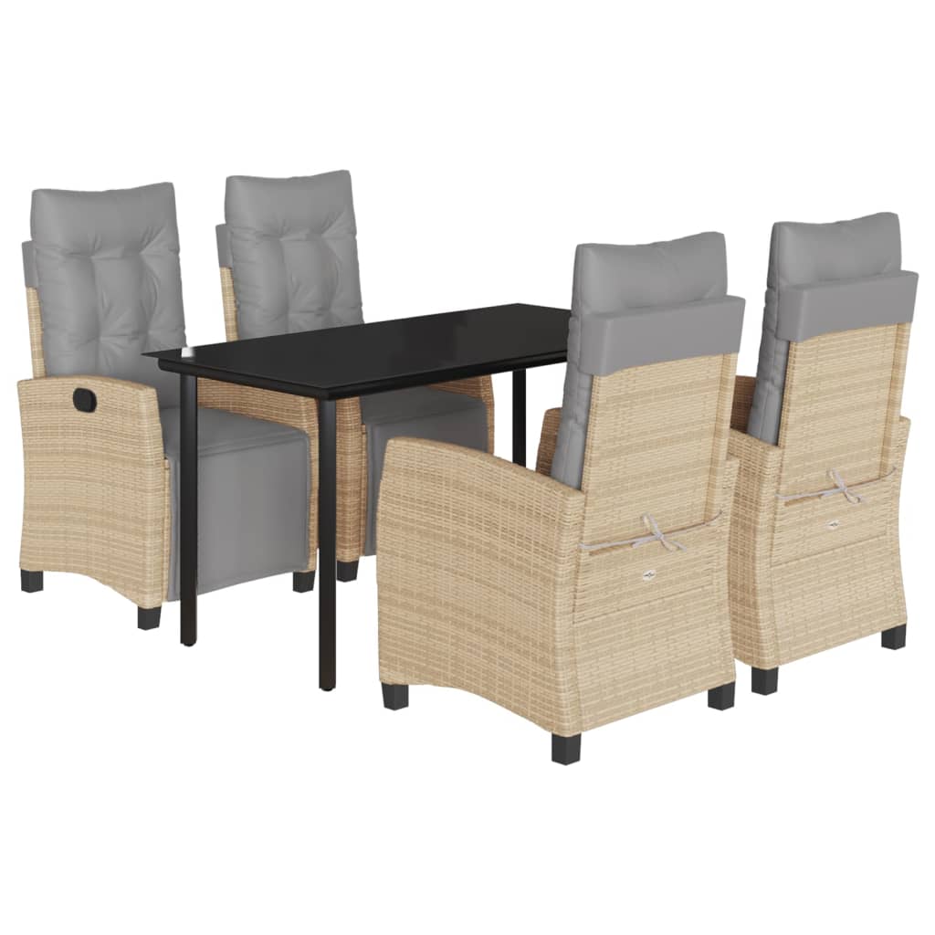 vidaXL Salon de jardin 5 pcs avec coussins mélange beige résine tressée