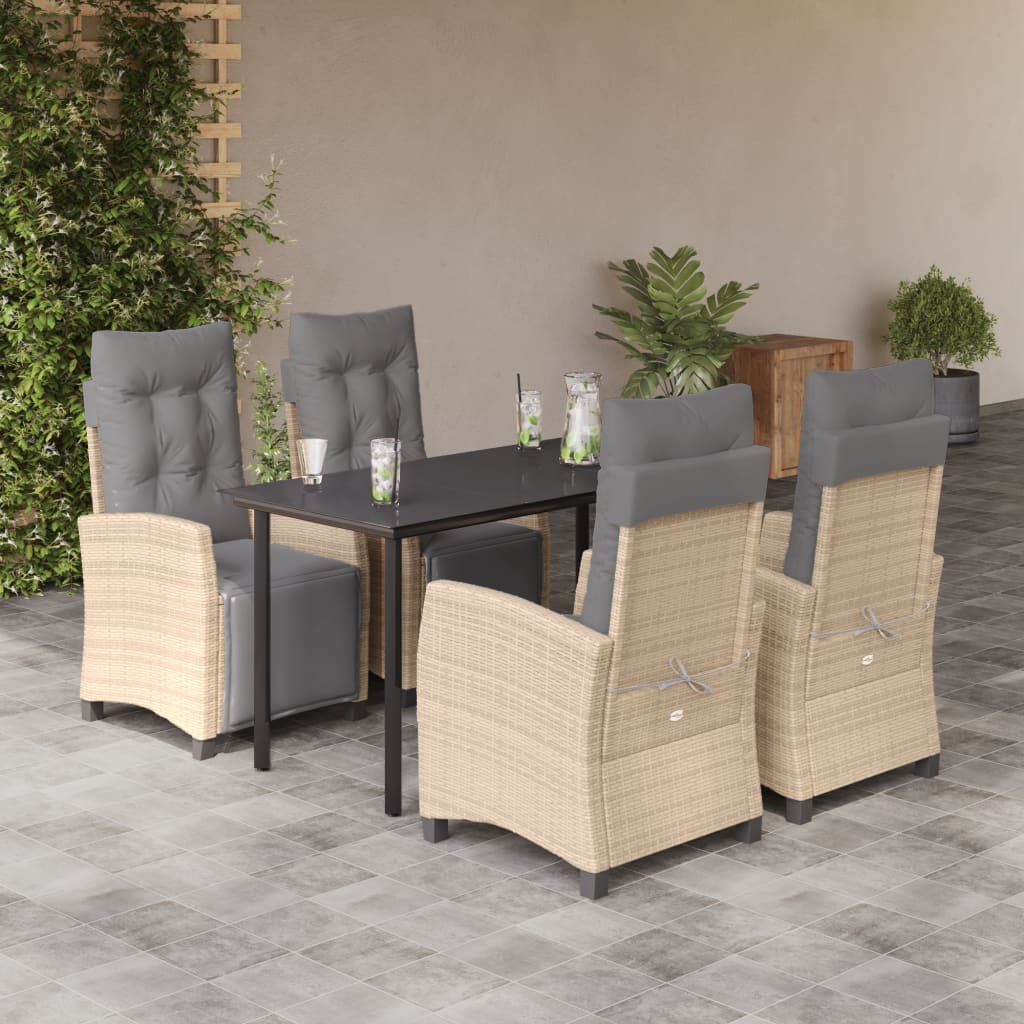 vidaXL Salon de jardin 5 pcs avec coussins mélange beige résine tressée