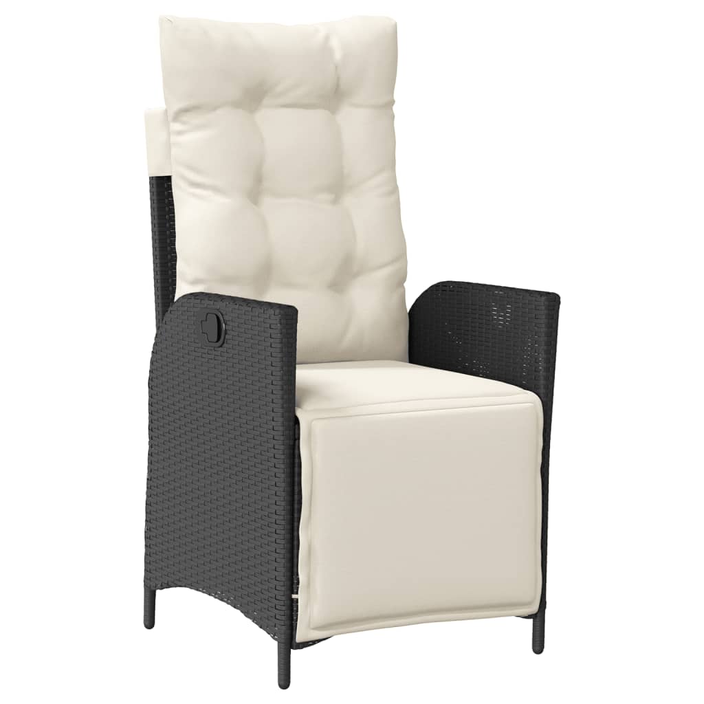 vidaXL 5-tlg. Garten-Essgruppe mit Kissen Schwarz Poly Rattan