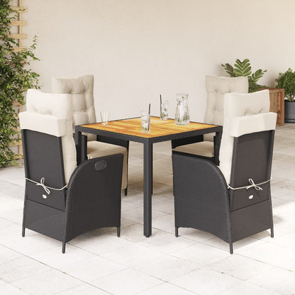 vidaXL Salle à manger de jardin 5 pcs avec coussins Résine tressée Noir