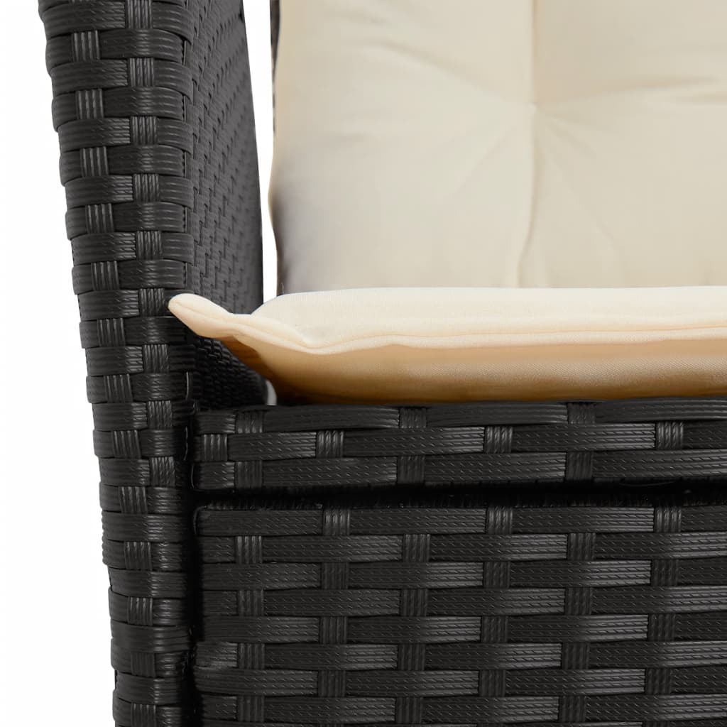 vidaXL 5-tlg. Garten-Essgruppe mit Kissen Schwarz Poly Rattan