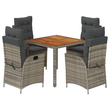 vidaXL Salon de jardin 5 pcs avec coussins Résine tressée Gris