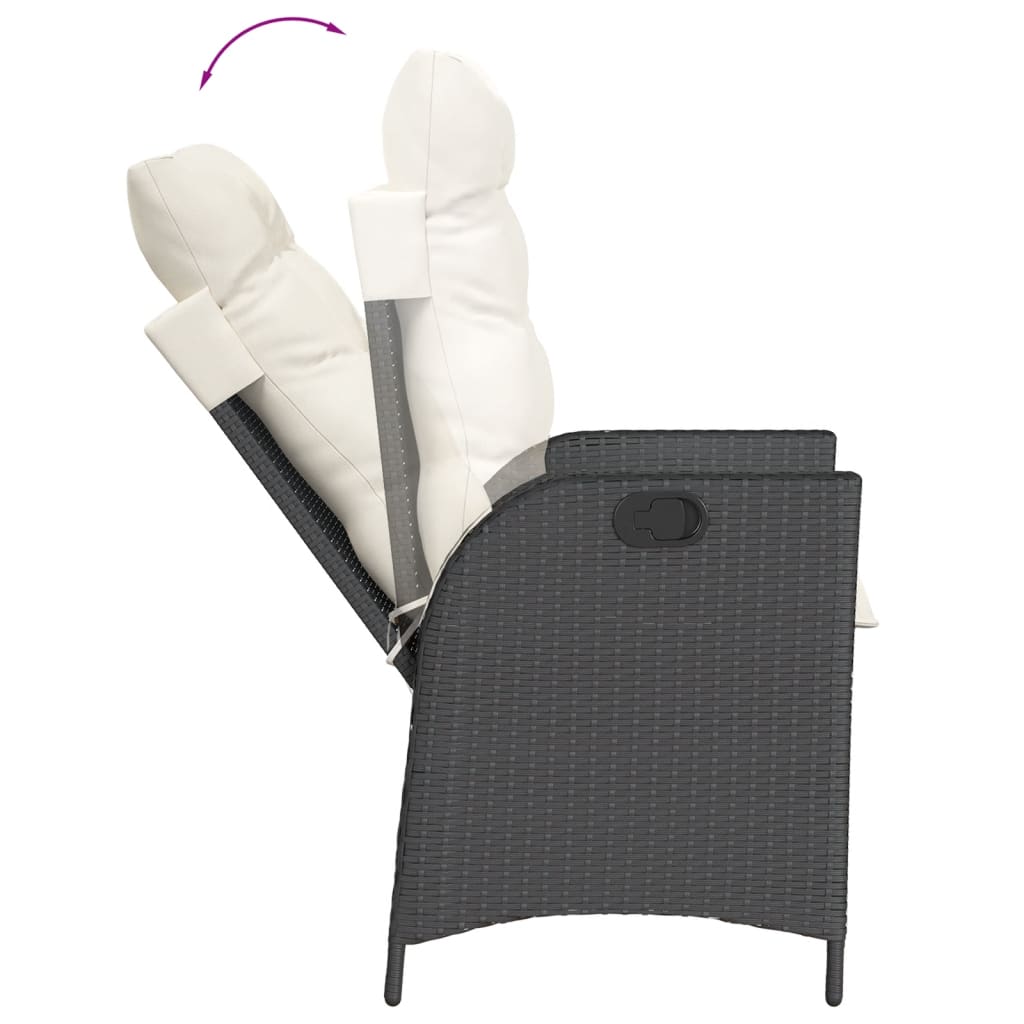 vidaXL 5-tlg. Garten-Essgruppe mit Kissen Schwarz Poly Rattan